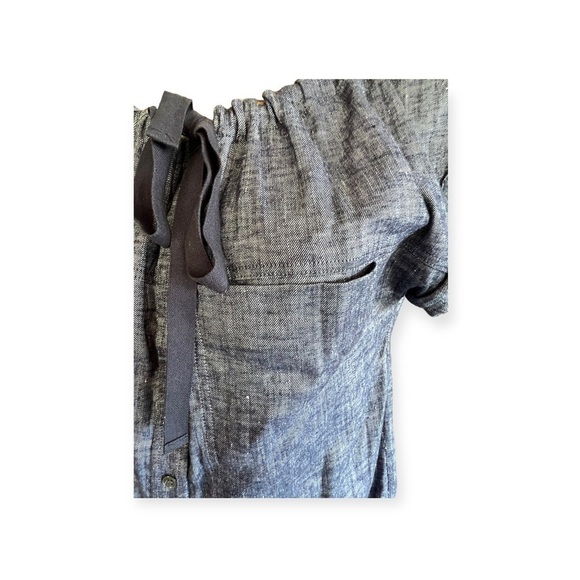 Theory top linen blend blue short sleeve small - Picture 3 of 8